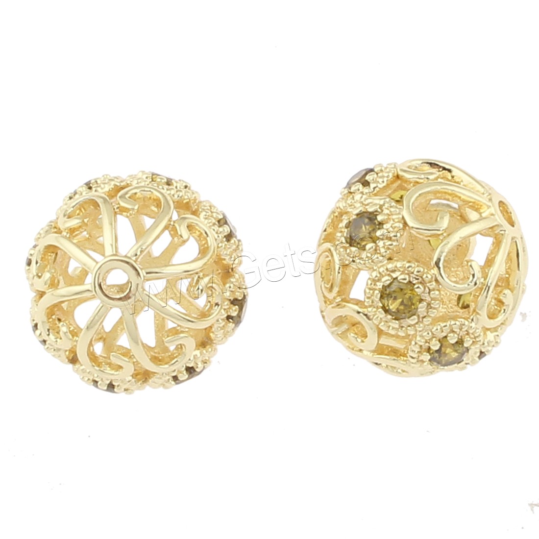 Perles en laiton strass, Rond, Placage, avec strass & creux, plus de couleurs à choisir, 12x12mm, Trou:Environ 1mm, Vendu par PC