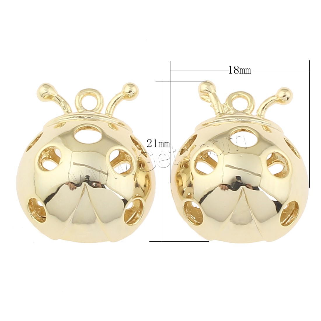 pièces de pendentif en laiton, coccinelle, Placage, plus de couleurs à choisir, 21x18x8mm, Trou:Environ 1mm, Diamètre intérieur:Environ 3mm, Vendu par PC