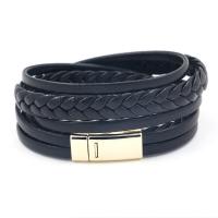 PU Leder Armband, mit Zinklegierung, Zinklegierung Ring-Ring Verschluss, plattiert, unisex & Multi-Strang, keine, Länge:ca. 15 ZollInch, verkauft von Strang