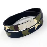 PU Leder Armband, mit Zinklegierung, plattiert, unisex & Tarnanstrich & verschiedene Stile für Wahl, keine, Länge:ca. 15 ZollInch, verkauft von Strang