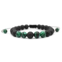 Lava Bead Bracelet, with Malachite, Adjustable & Unisex 8mm Approx 6 Inch 