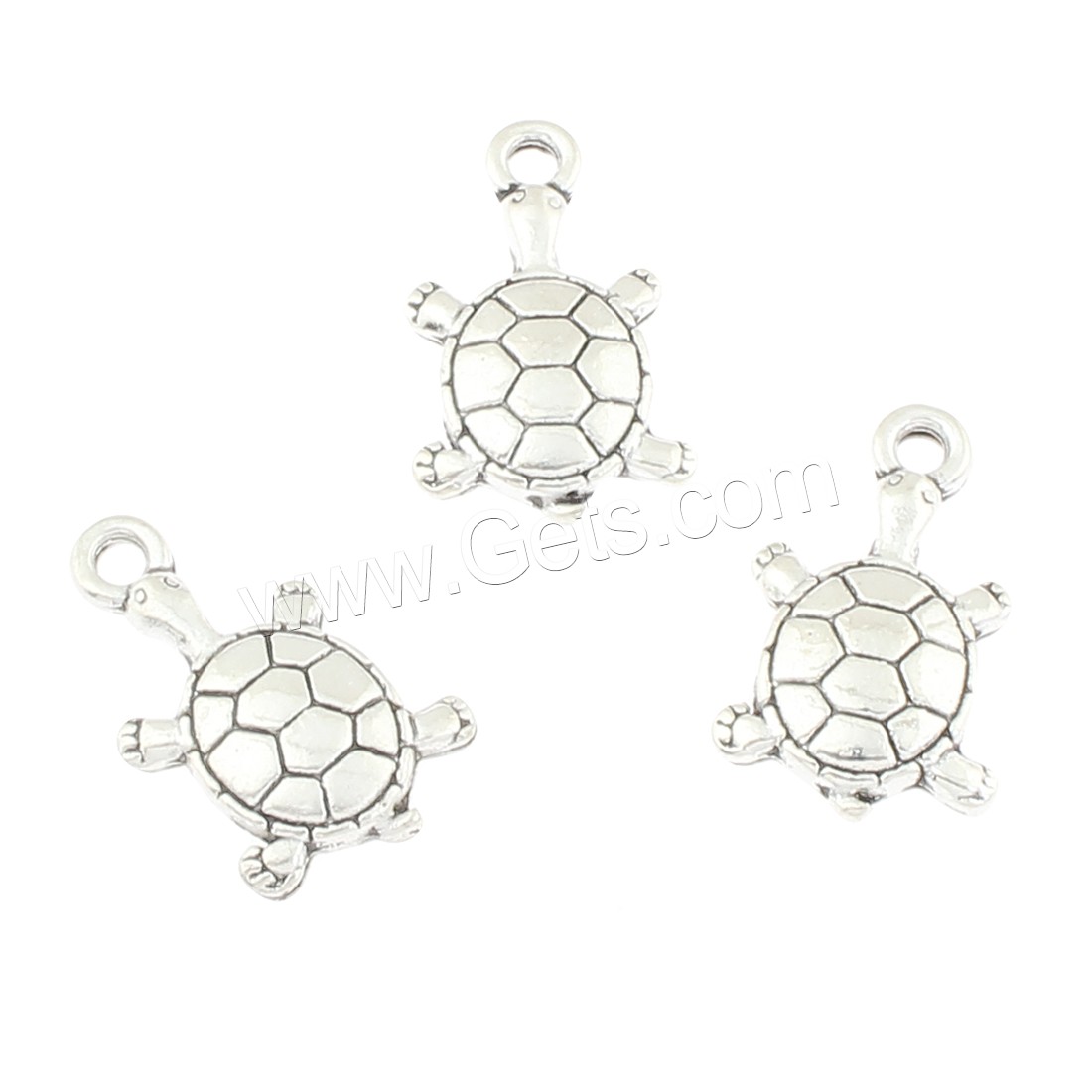 Pendentifs animaux en alliage de zinc, tortue, Plaqué de couleur d'argent, protéger l'environnement, sans nickel, plomb et cadmium, 11x18x3mm, Trou:Environ 2mm, Environ 312PC/sac, Vendu par sac