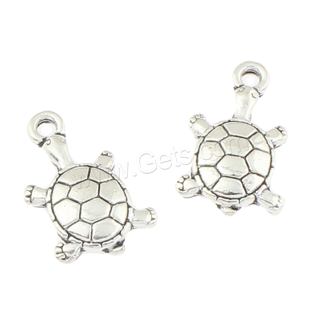 Pendentifs animaux en alliage de zinc, tortue, Plaqué de couleur d'argent, protéger l'environnement, sans nickel, plomb et cadmium, 11x18x3mm, Trou:Environ 2mm, Environ 312PC/sac, Vendu par sac