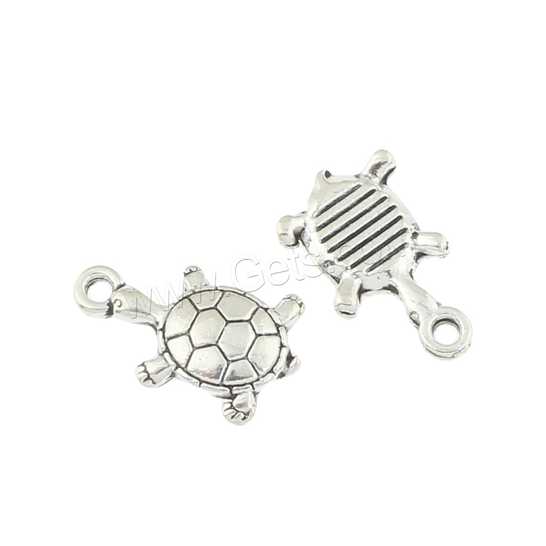 Pendentifs animaux en alliage de zinc, tortue, Plaqué de couleur d'argent, protéger l'environnement, sans nickel, plomb et cadmium, 11x18x3mm, Trou:Environ 2mm, Environ 312PC/sac, Vendu par sac