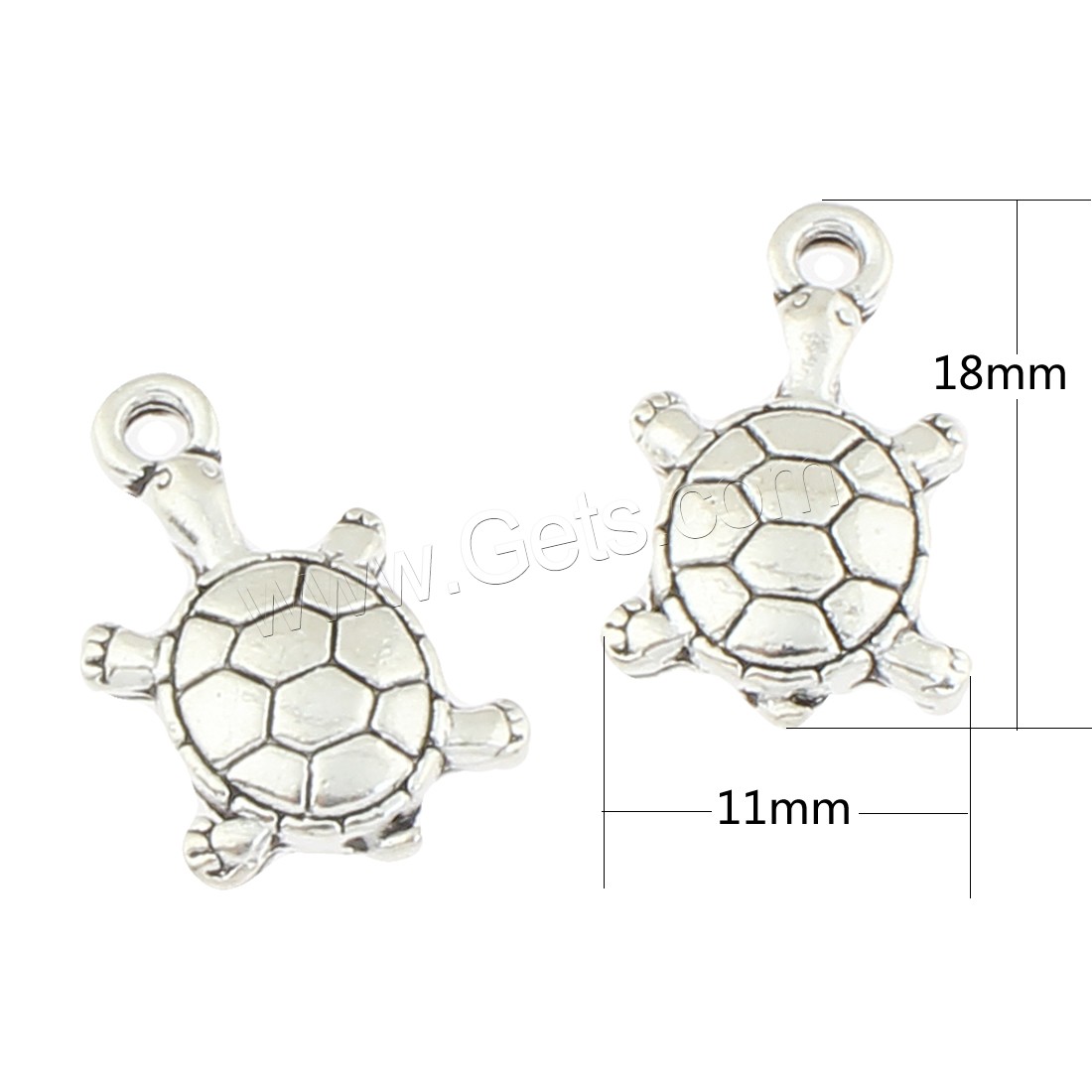 Pendentifs animaux en alliage de zinc, tortue, Plaqué de couleur d'argent, protéger l'environnement, sans nickel, plomb et cadmium, 11x18x3mm, Trou:Environ 2mm, Environ 312PC/sac, Vendu par sac