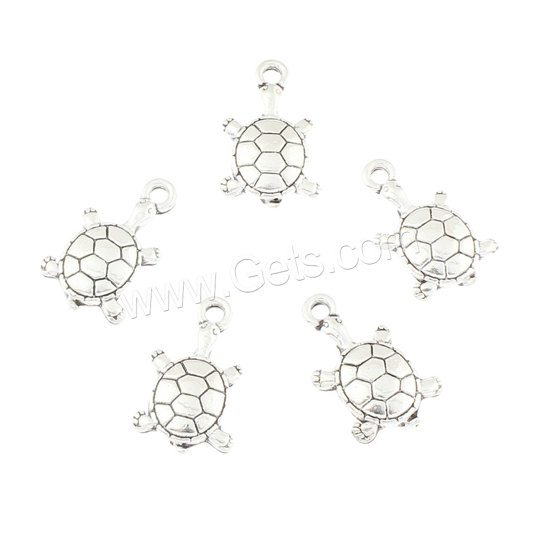 Pendentifs animaux en alliage de zinc, tortue, Plaqué de couleur d'argent, protéger l'environnement, sans nickel, plomb et cadmium, 11x18x3mm, Trou:Environ 2mm, Environ 312PC/sac, Vendu par sac