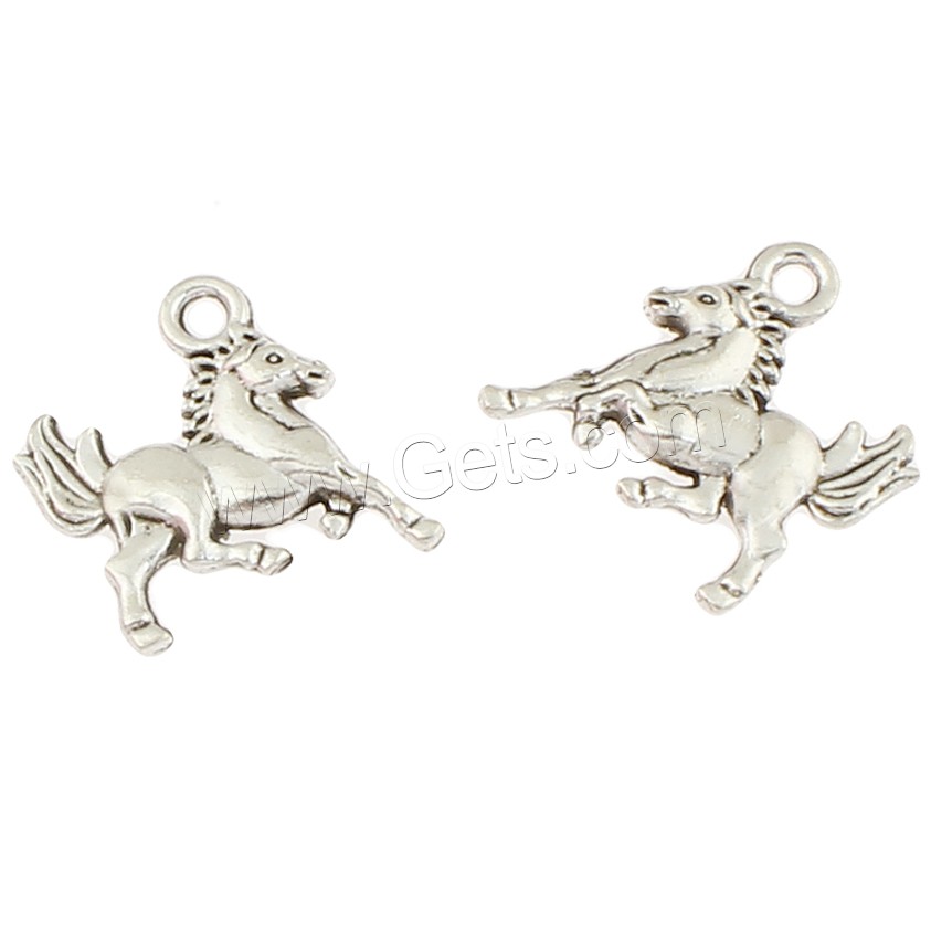 Colgantes Animales de Aleación de Zinc, Caballo, chapado en color de plata antigua, libre de níquel, plomo & cadmio, 15x14x2mm, agujero:aproximado 2mm, aproximado 500PCs/Bolsa, Vendido por Bolsa