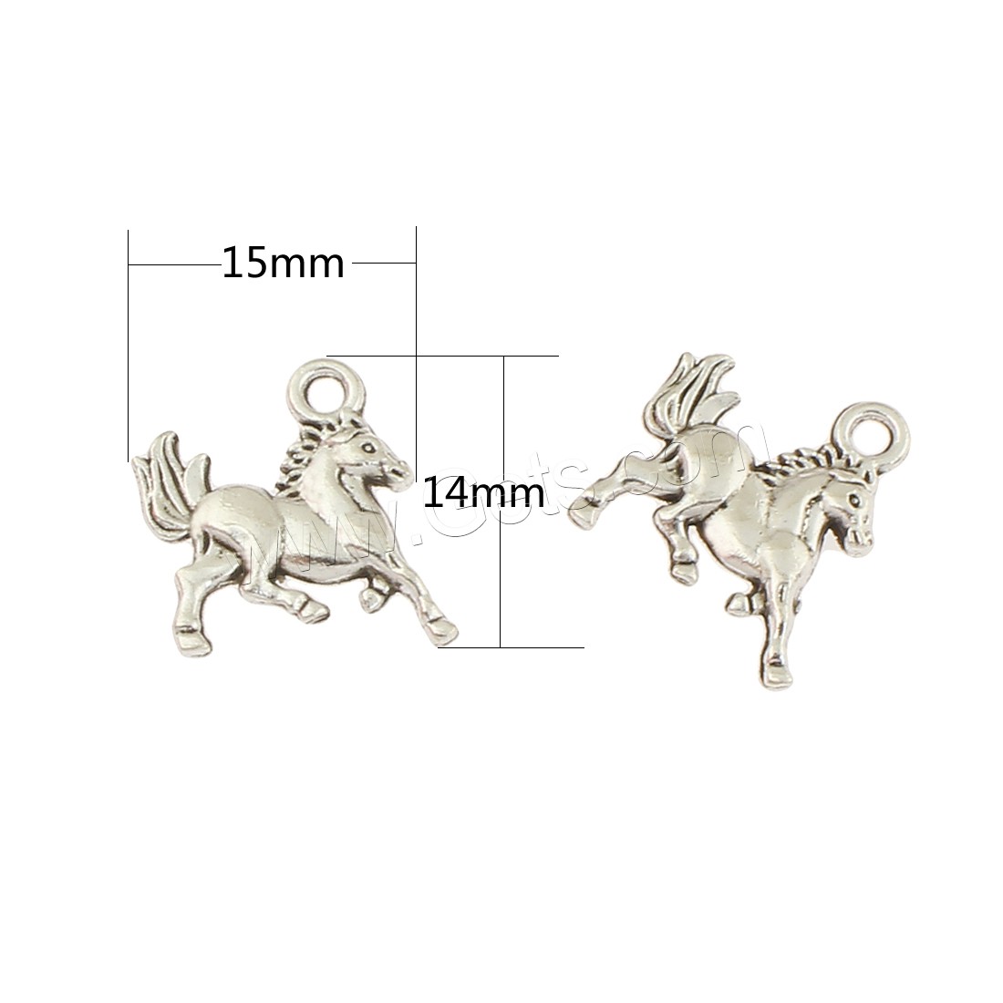 Colgantes Animales de Aleación de Zinc, Caballo, chapado en color de plata antigua, libre de níquel, plomo & cadmio, 15x14x2mm, agujero:aproximado 2mm, aproximado 500PCs/Bolsa, Vendido por Bolsa