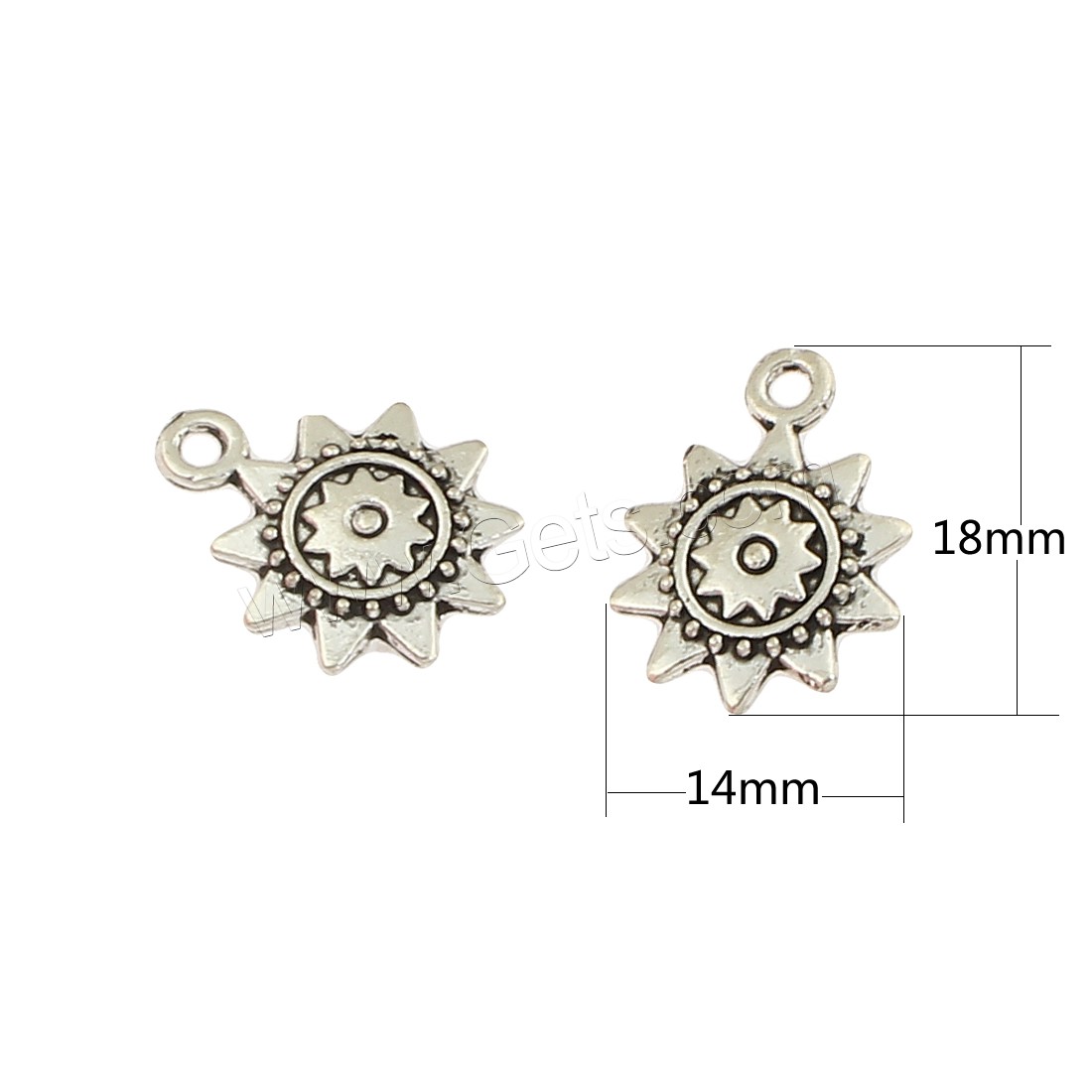 Zinc Alloy Flower Pendants, antique silver color plated, nickel, lead & cadmium free, 14x18x3mm, Hole:Approx 2mm, Approx 310PCs/Bag, Sold By Bag