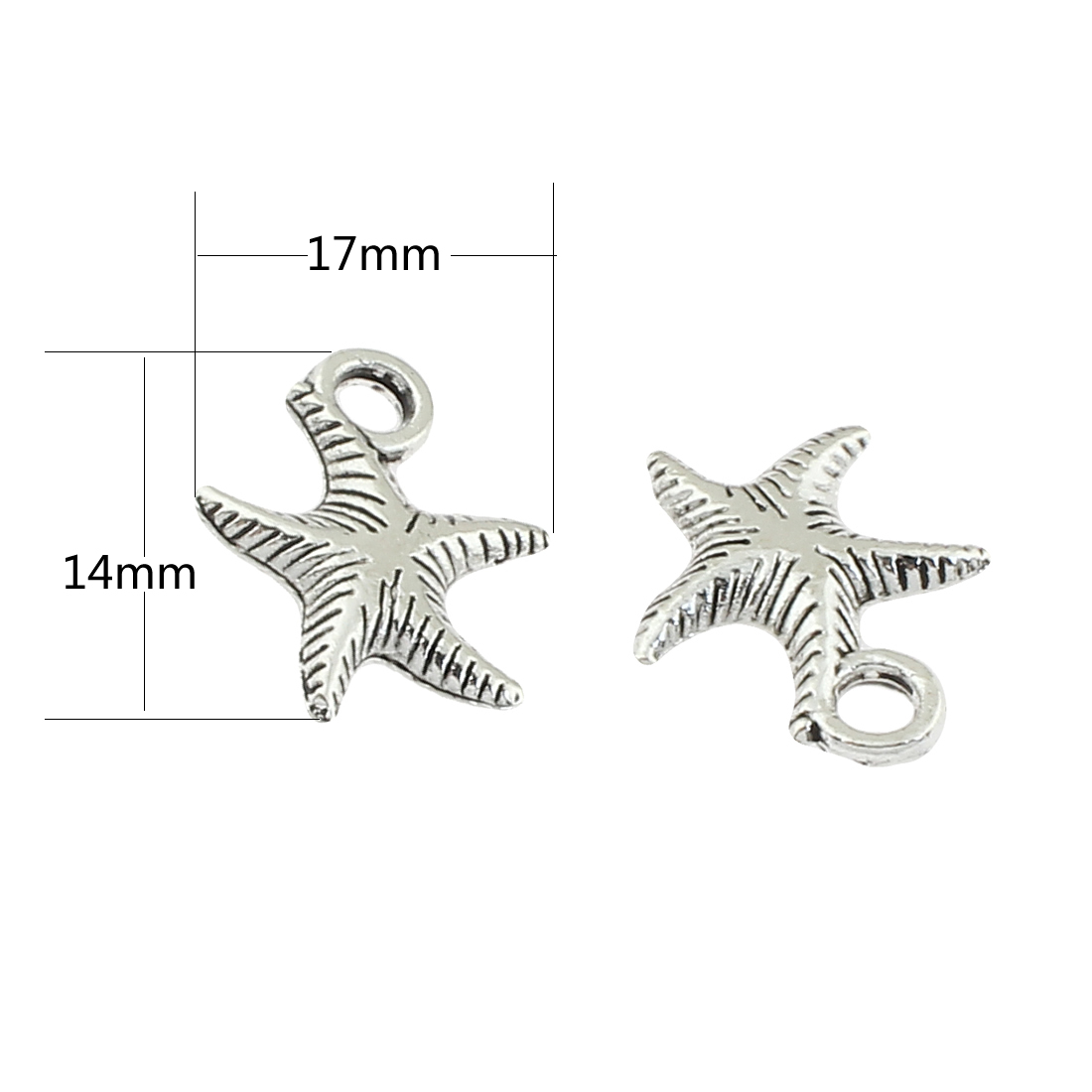 Pendentifs animaux en alliage de zinc, étoile de mer, Plaqué de couleur d'argent, protéger l'environnement, sans nickel, plomb et cadmium, 17x14x3mm, Trou:Environ 2mm, Environ 410PC/sac, Vendu par sac