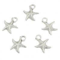 Colgantes Animales de Aleación de Zinc, Estrella de Mar, chapado en color de plata antigua, libre de níquel, plomo & cadmio, 17x14x3mm, agujero:aproximado 2mm, aproximado 410PCs/Bolsa, Vendido por Bolsa