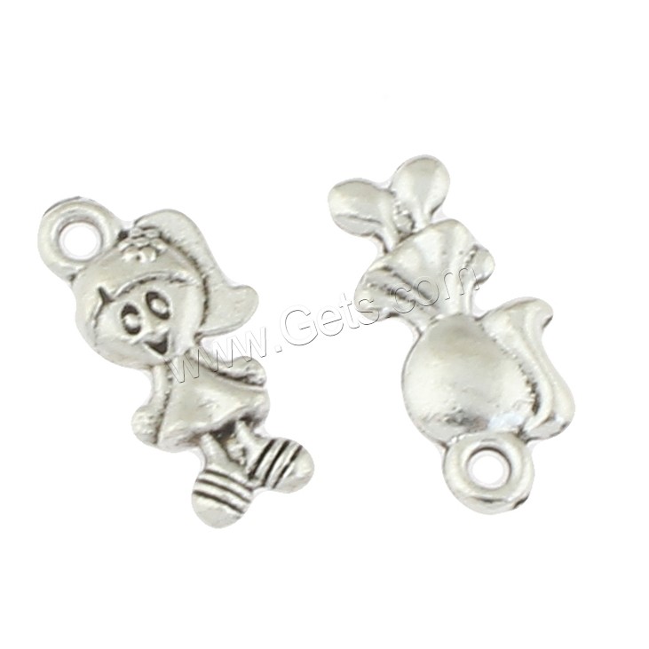 Pendentifs en forme de personnage en alliage de Zinc, fille, Plaqué de couleur d'argent, protéger l'environnement, sans nickel, plomb et cadmium, 7x16x2mm, Trou:Environ 1mm, Environ 710PC/sac, Vendu par sac