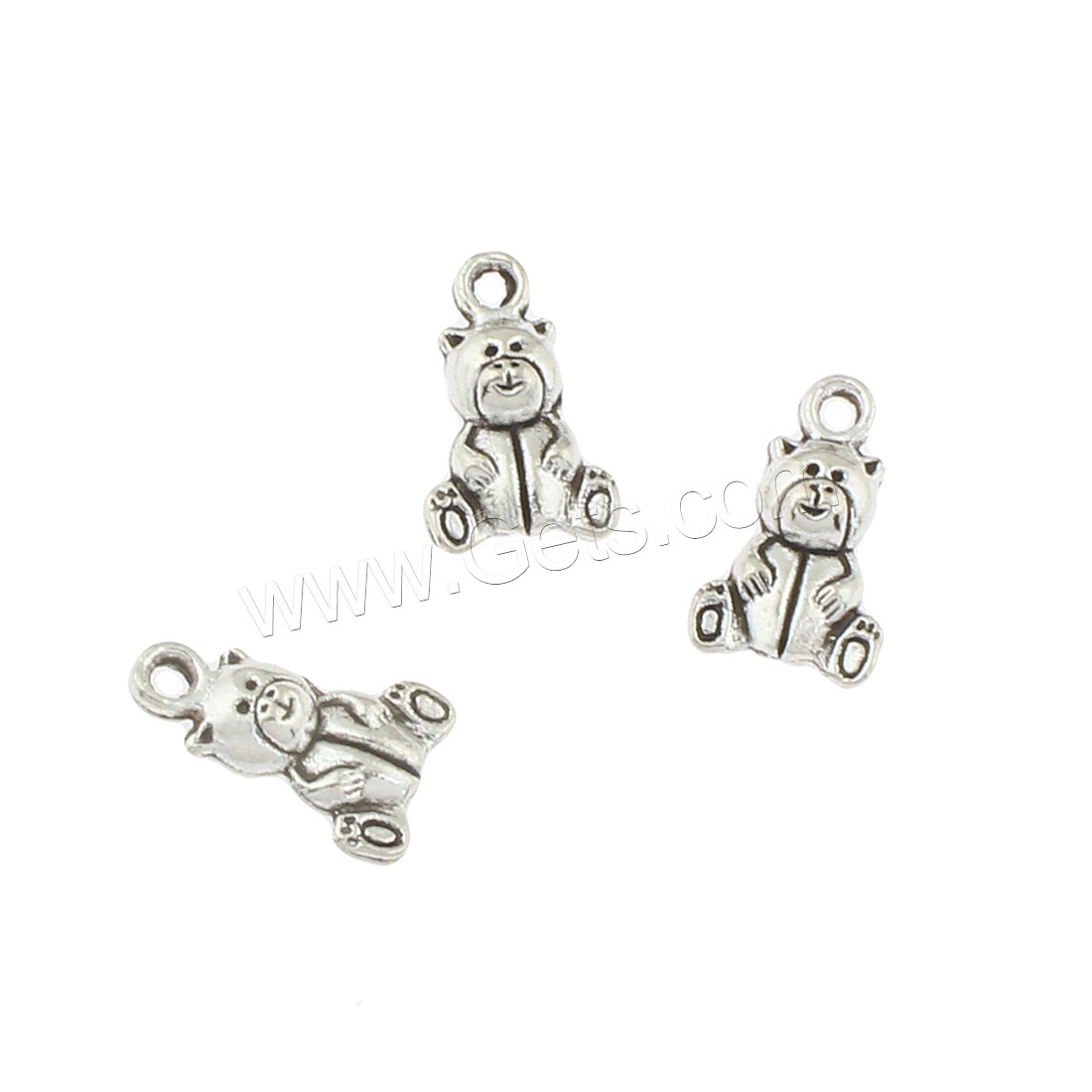 Colgantes Animales de Aleación de Zinc, Oso, chapado en color de plata antigua, libre de níquel, plomo & cadmio, 10x16x5mm, agujero:aproximado 2mm, aproximado 500PCs/Bolsa, Vendido por Bolsa