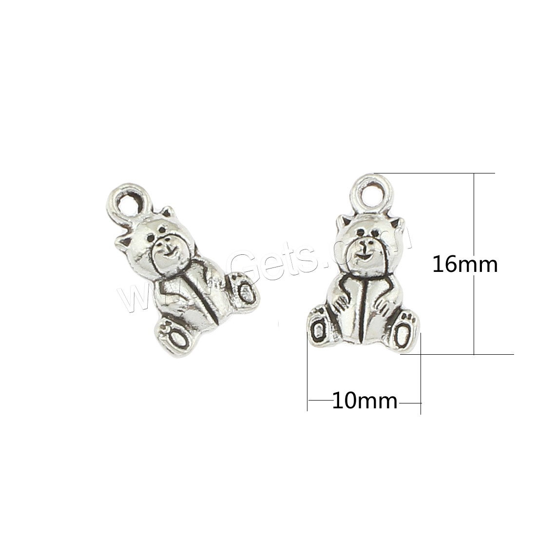 Colgantes Animales de Aleación de Zinc, Oso, chapado en color de plata antigua, libre de níquel, plomo & cadmio, 10x16x5mm, agujero:aproximado 2mm, aproximado 500PCs/Bolsa, Vendido por Bolsa