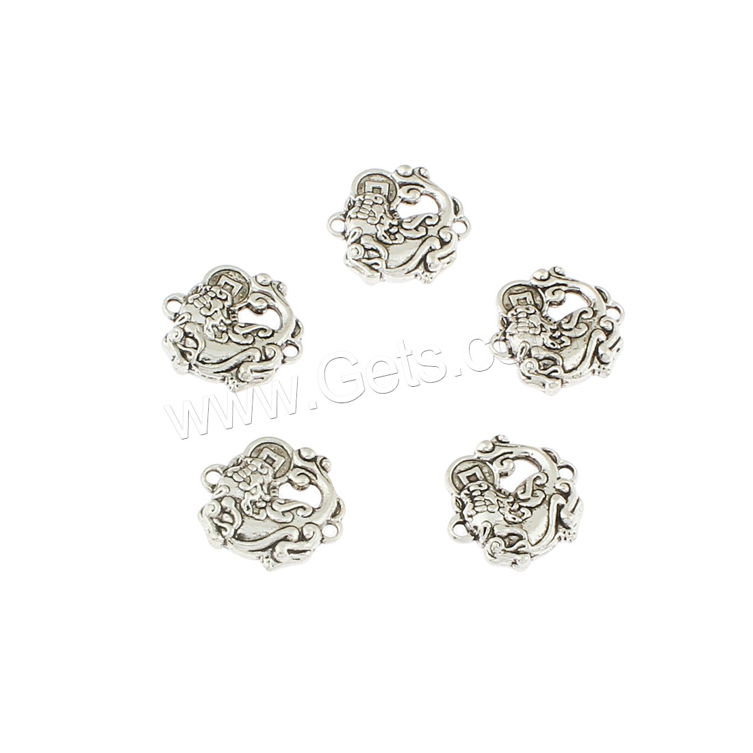 connecteur de charme en alliage de Zinc  , Plaqué de couleur d'argent, boucle de 1/1, 17x4mm, Trou:Environ 1mm, Environ 190PC/sac, Vendu par sac