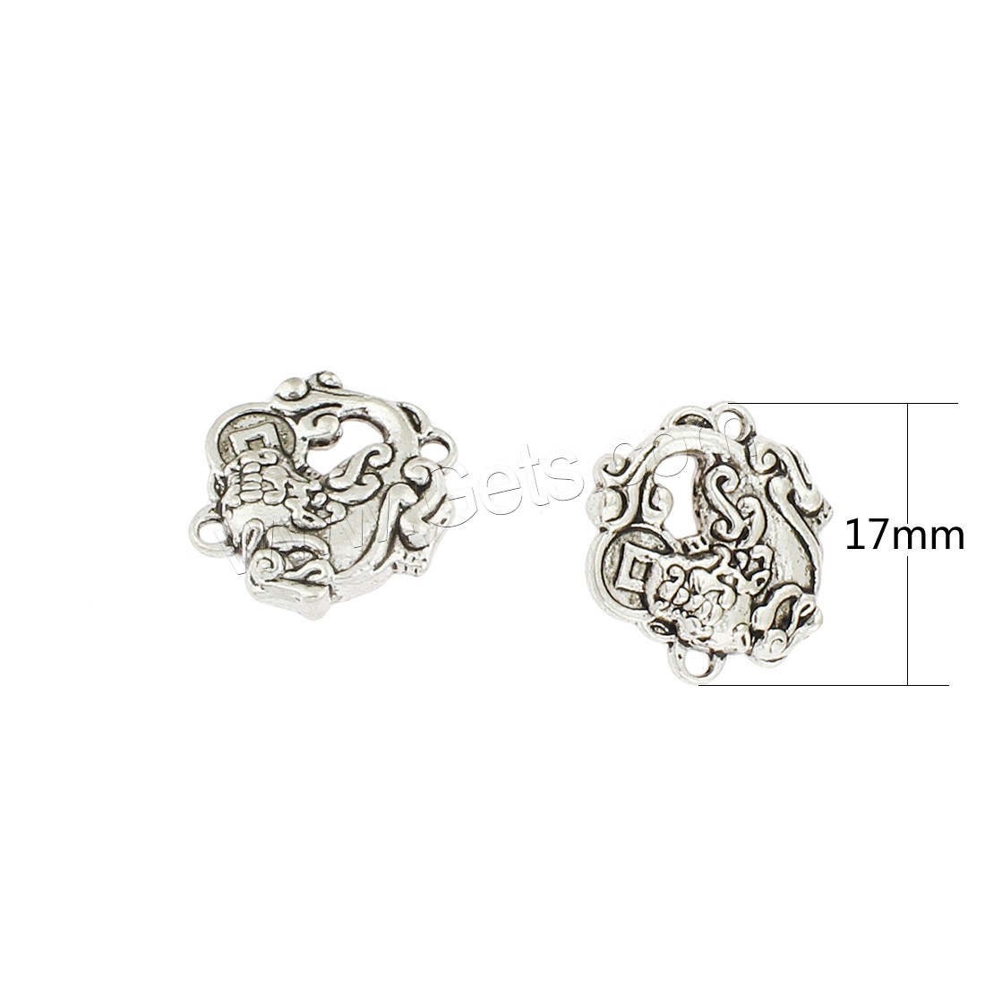 connecteur de charme en alliage de Zinc  , Plaqué de couleur d'argent, boucle de 1/1, 17x4mm, Trou:Environ 1mm, Environ 190PC/sac, Vendu par sac