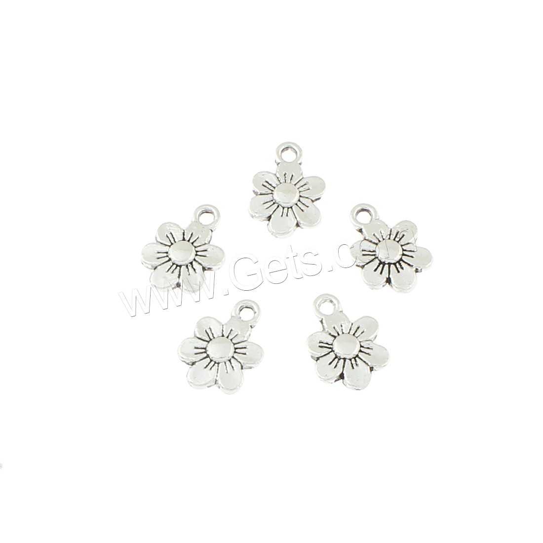 Zinc Alloy Flower Pendants, antique silver color plated, 10x13x2mm, Hole:Approx 1mm, Approx 1600PCs/Bag, Sold By Bag