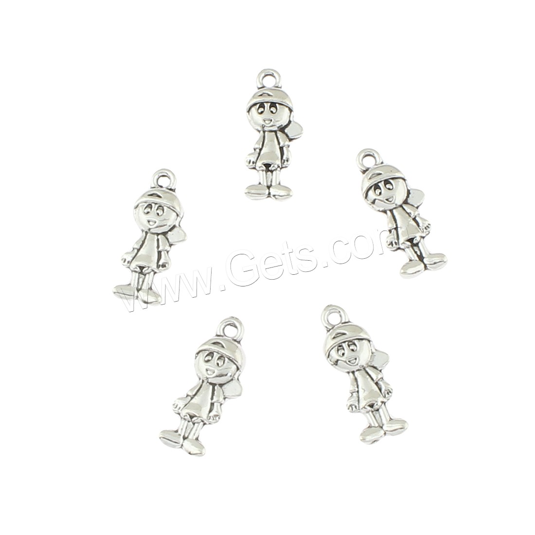 Bijoux pendentifs en Zinc alliage , alliage de zinc, fille, Plaqué de couleur d'argent, 8x19x3mm, Trou:Environ 1mm, Environ 500PC/sac, Vendu par sac