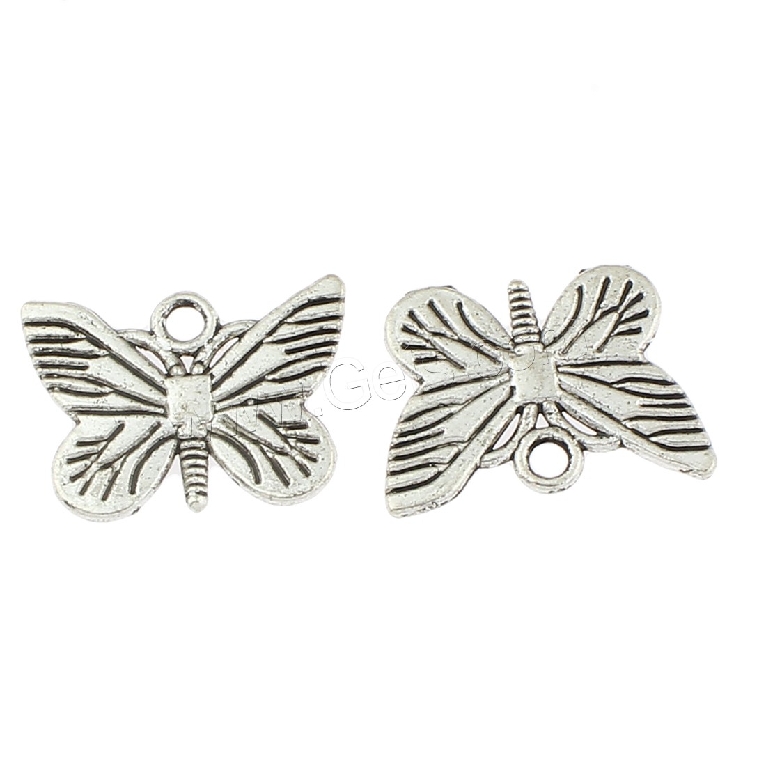 Pendentifs animaux en alliage de zinc, papillon, Plaqué de couleur d'argent, 23x17x2mm, Trou:Environ 2mm, Environ 250PC/sac, Vendu par sac