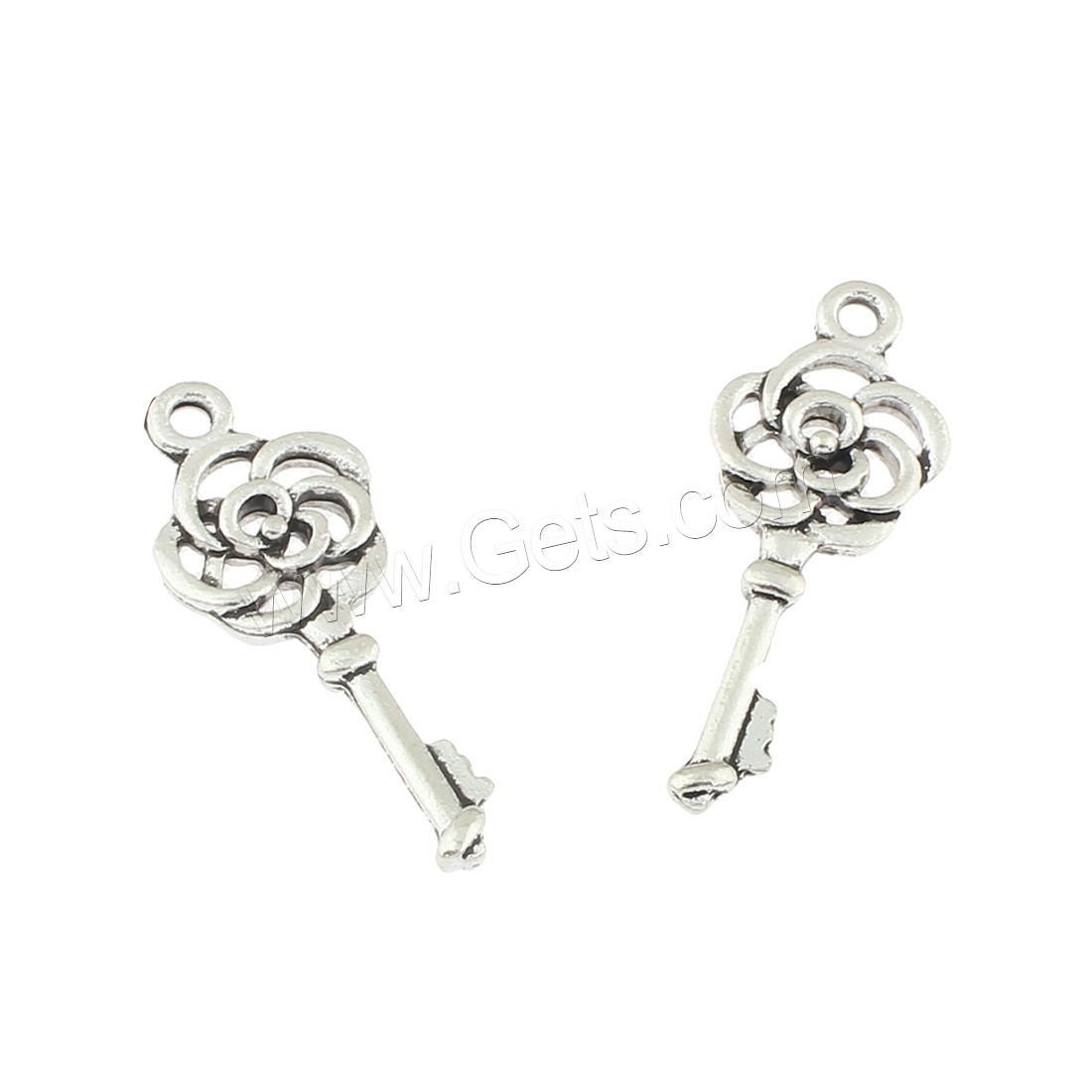 Zinc Alloy Jewelry Pendants, Key, antique silver color plated, 11x28x3mm, Hole:Approx 2mm, Approx 410PCs/Bag, Sold By Bag