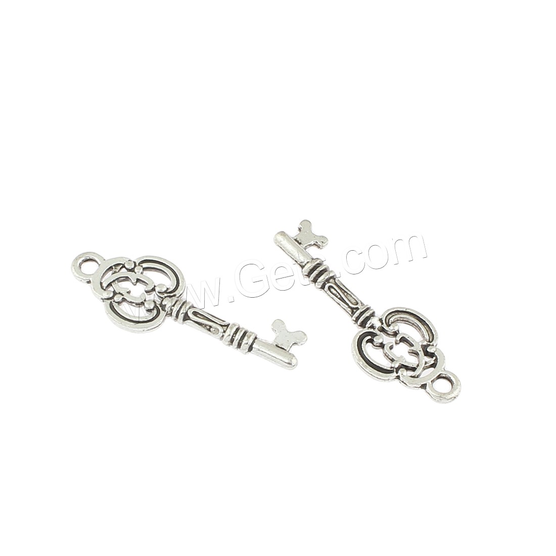 Bijoux pendentifs en Zinc alliage , alliage de zinc, clé, Plaqué de couleur d'argent, 10x27x3mm, Trou:Environ 2mm, Environ 500PC/sac, Vendu par sac