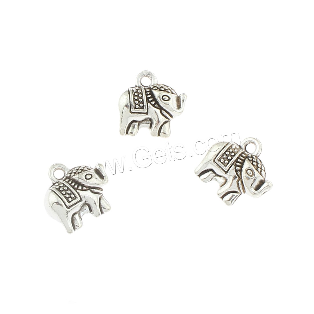 Pendentifs animaux en alliage de zinc, éléphant, Plaqué de couleur d'argent, 11x11x5mm, Trou:Environ 1mm, Environ 350PC/sac, Vendu par sac