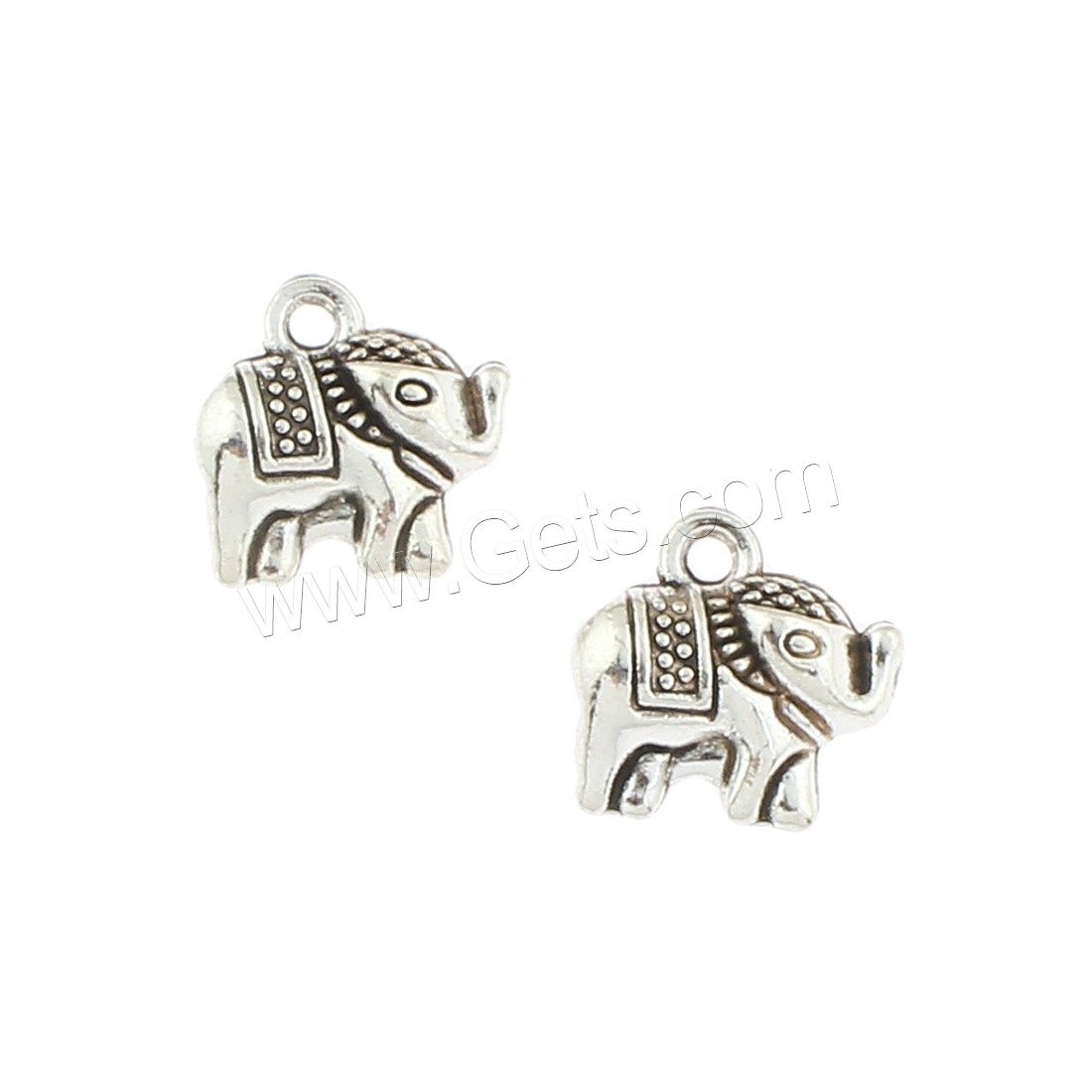 Pendentifs animaux en alliage de zinc, éléphant, Plaqué de couleur d'argent, 11x11x5mm, Trou:Environ 1mm, Environ 350PC/sac, Vendu par sac