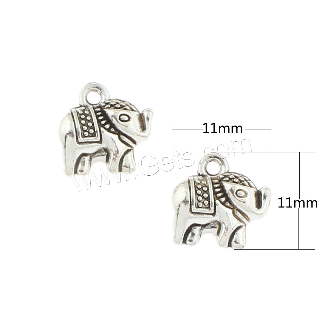 Pendentifs animaux en alliage de zinc, éléphant, Plaqué de couleur d'argent, 11x11x5mm, Trou:Environ 1mm, Environ 350PC/sac, Vendu par sac