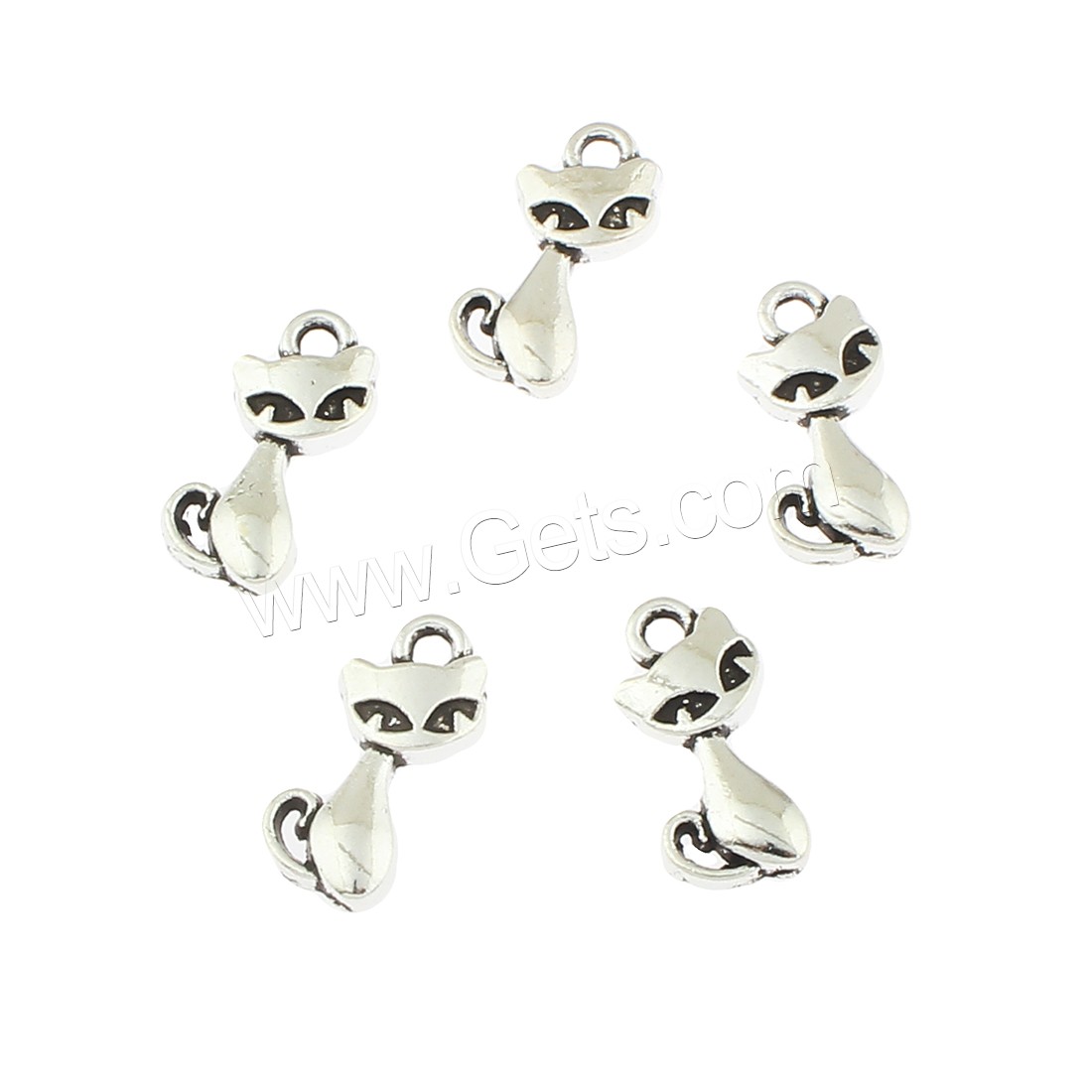 Zinc Alloy Animal Pendants, Cat, antique silver color plated, 7x18x2mm, Hole:Approx 1mm, Approx 625PCs/Bag, Sold By Bag