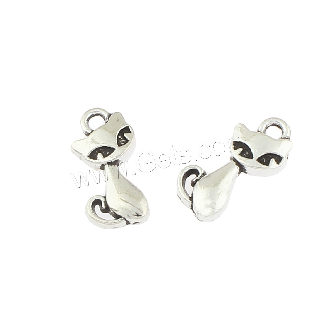 Zinc Alloy Animal Pendants, Cat, antique silver color plated, 7x18x2mm, Hole:Approx 1mm, Approx 625PCs/Bag, Sold By Bag