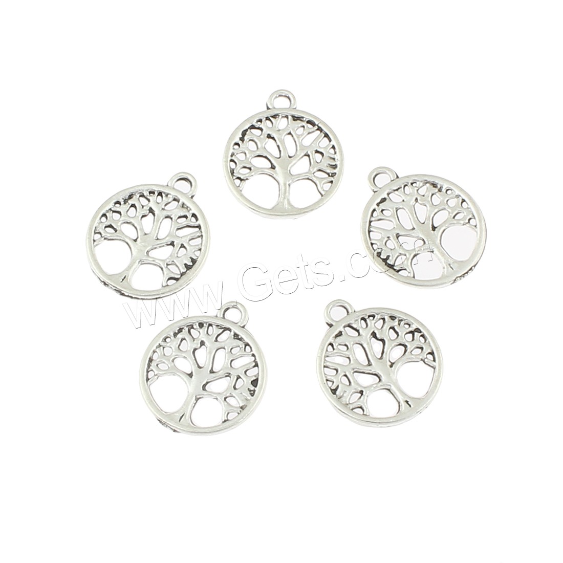 Bijoux pendentifs en Zinc alliage , alliage de zinc, arbre, Plaqué de couleur d'argent, 18x15x2mm, Trou:Environ 1mm, Environ 550PC/sac, Vendu par sac