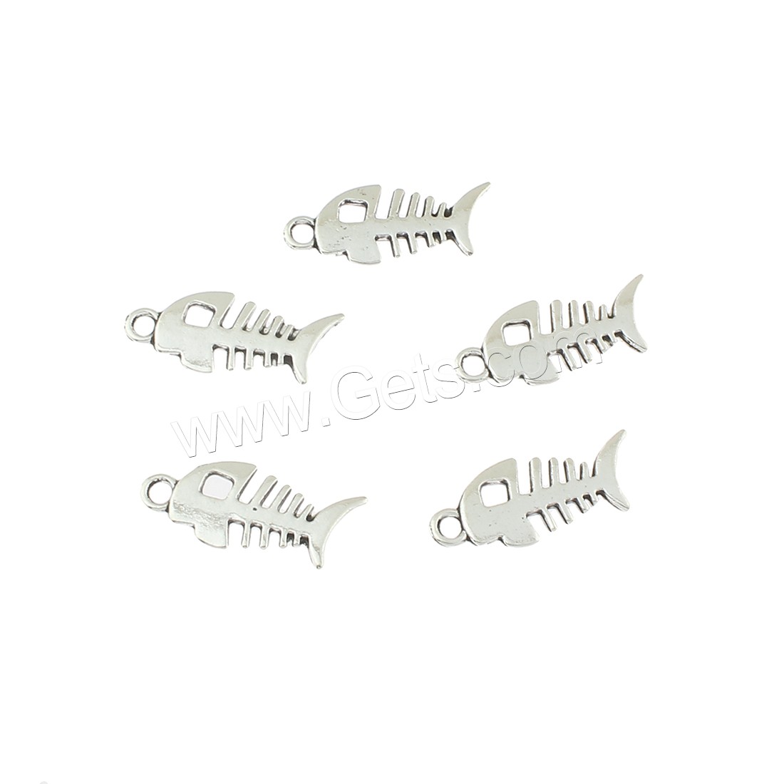 Pendentifs animaux en alliage de zinc, poisson, Plaqué de couleur d'argent, 11x26x2mm, Trou:Environ 2mm, Environ 290PC/sac, Vendu par sac