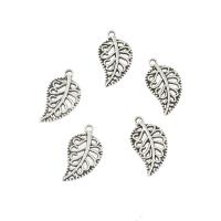 Pendentifs feuilles en alliage de zinc , Plaqué de couleur d'argent Environ 1mm, Environ Vendu par sac