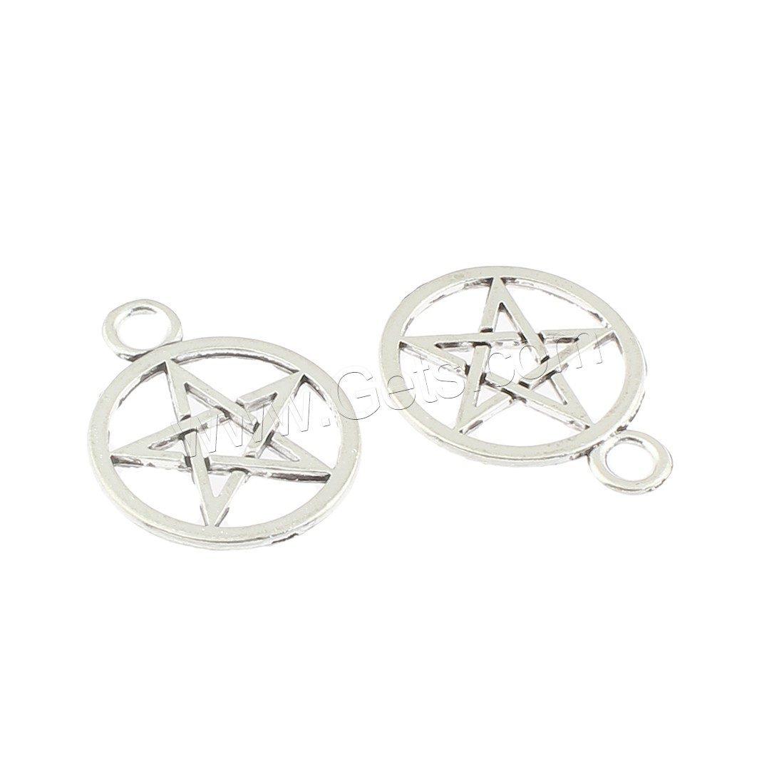 Bijoux pendentifs en Zinc alliage , alliage de zinc, Pentagram, Plaqué de couleur d'argent, 19x25x2mm, Trou:Environ 3mm, Environ 290PC/sac, Vendu par sac