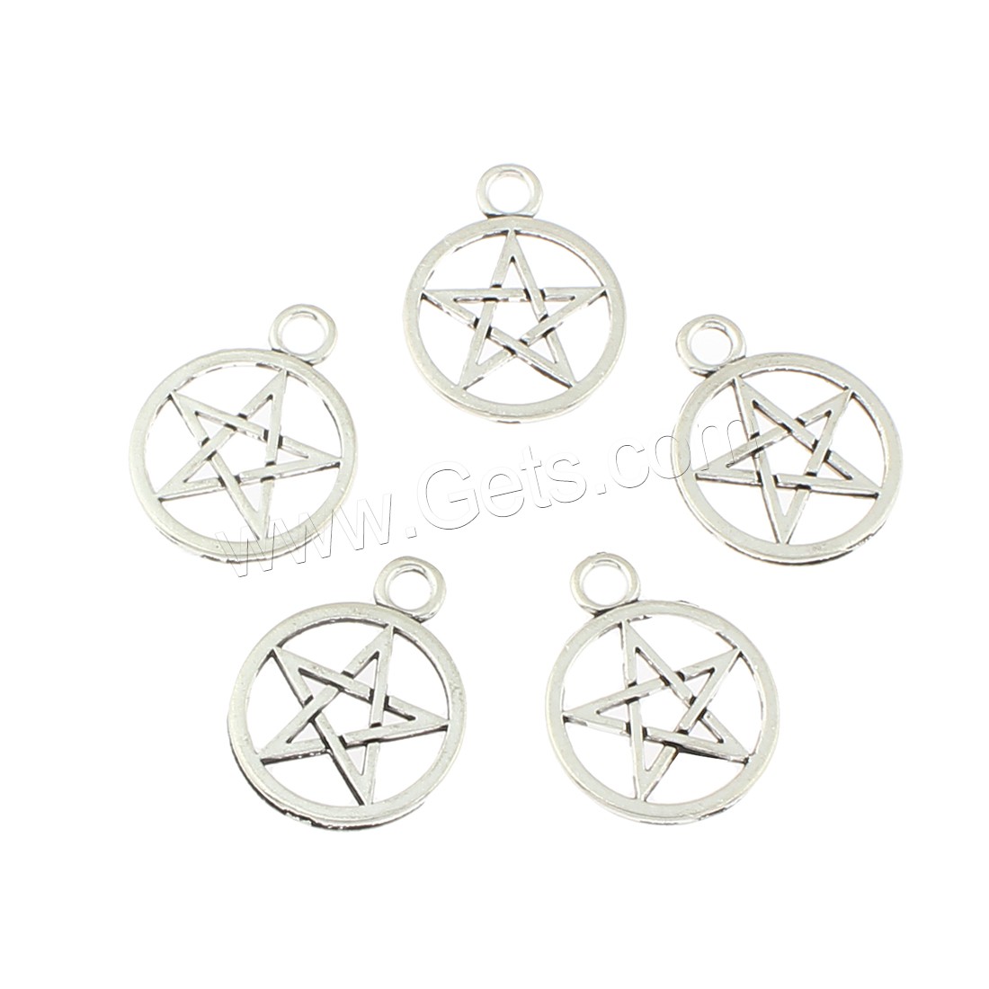 Bijoux pendentifs en Zinc alliage , alliage de zinc, Pentagram, Plaqué de couleur d'argent, 19x25x2mm, Trou:Environ 3mm, Environ 290PC/sac, Vendu par sac