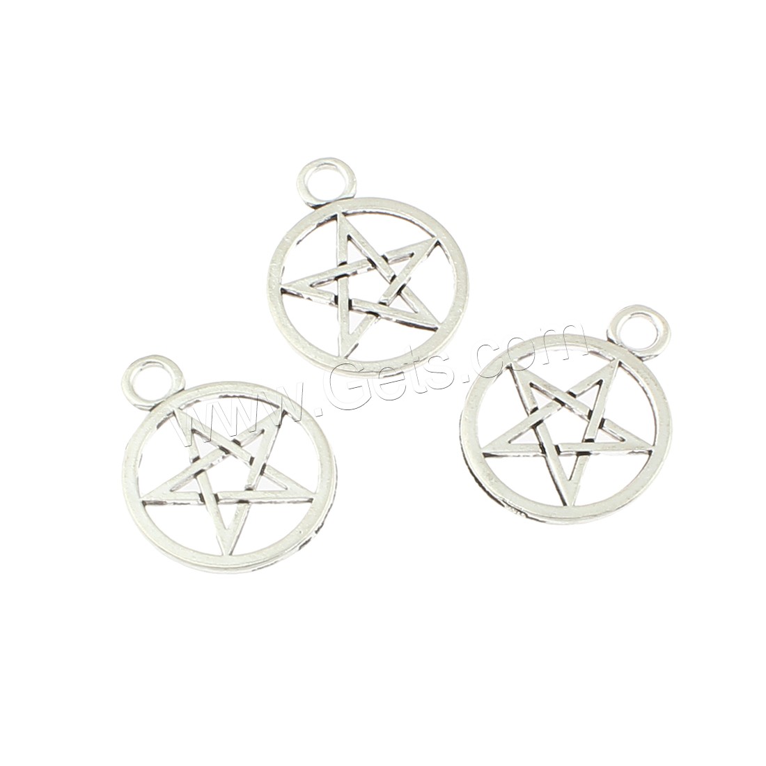 Bijoux pendentifs en Zinc alliage , alliage de zinc, Pentagram, Plaqué de couleur d'argent, 19x25x2mm, Trou:Environ 3mm, Environ 290PC/sac, Vendu par sac