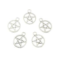 Zink Legierung Schmuck Anhänger, Zinklegierung, Pentagram, antik silberfarben plattiert, 19x25x2mm, Bohrung:ca. 3mm, ca. 290PCs/Tasche, verkauft von Tasche