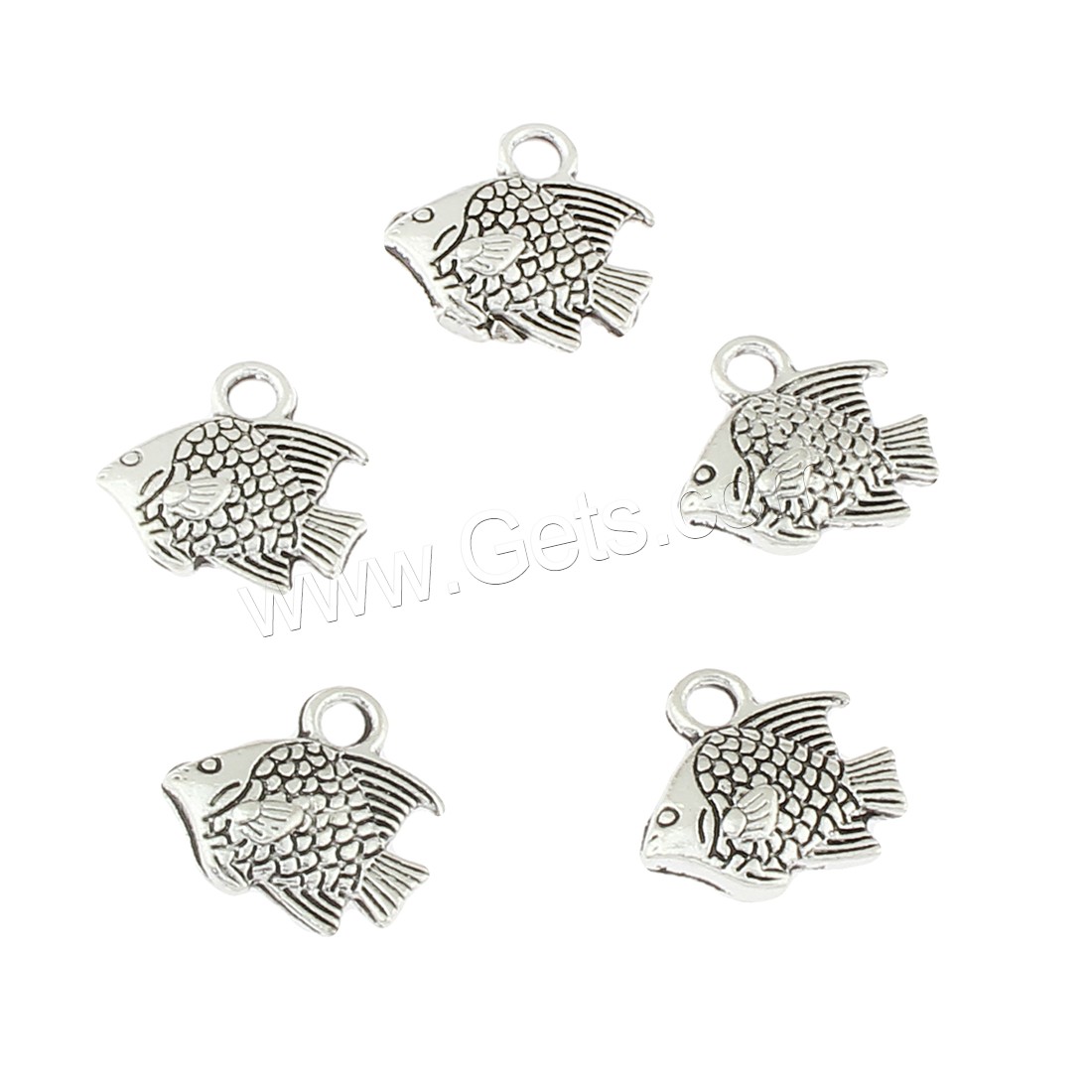 Pendentifs animaux en alliage de zinc, poisson, Plaqué de couleur d'argent, 13x12x3mm, Trou:Environ 1mm, Environ 410PC/sac, Vendu par sac