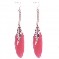 Pendiente de la pluma de moda , aleación de zinc, con pluma, chapado en color rosa dorada, diferentes estilos para la opción & para mujer, 95mm, Vendido por Par