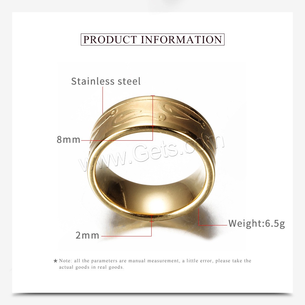 ステンレス鋼の男指リング, ステンレス, ドーナツ型, メッキ, 異なるサイズの選択 & 男性用, 無色, 8mm, 2mm, サイズ:6-13, 売り手 パソコン