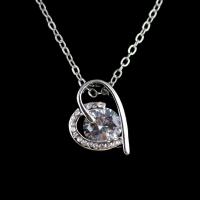 Zinc Alloy Cubic Zirconia Necklace, Heart, plated, oval chain & for woman & with cubic zirconia 16mm Approx 17.7 Inch 