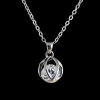 Zinc Alloy Cubic Zirconia Necklace, plated, oval chain & for woman & with cubic zirconia 13mm Approx 17.7 Inch 