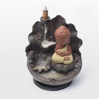 Incense Smoke Flow Backflow Holder Ceramic Incense Burner, Porcelain brown 