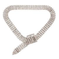 Mode Collier Choker, alliage de zinc, Alliage de zinc fermoir bande de montre, Placage, bijoux de mode & pour femme & avec strass, couleur platine Environ 16.7 pouce, Vendu par brin