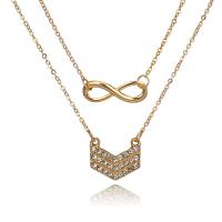 Zinc Alloy Necklace, plated, Adjustable & multilayer & for woman, 390mm,460mm,19mm,50mm 