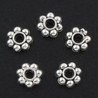 Zinklegierung Zwischenperlen, Blume, plattiert, keine, frei von Nickel, Blei & Kadmium, 6x2mm, Bohrung:ca. 1mm, ca. 3000PCs/Tasche, verkauft von Tasche