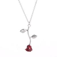 Zinc Alloy Necklace, with 5cm extender chain, Rose, plated, stoving varnish & for woman 38mm 