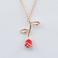 Zinc Alloy Necklace, with 5cm extender chain, Rose, plated, for woman 22mm,32.6mm Approx 19.7 Inch 