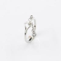 Zinc Alloy Finger Ring, silver color plated, for woman & with cubic zirconia, 2.8mm,17.6mm 