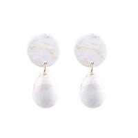 Resin Zinc Alloy Earring, with Resin, zinc alloy post pin, plated, for woman, white 